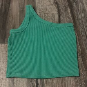 Zara Ribbed One-Shoulder Tank Tops - Green kids size 11-12